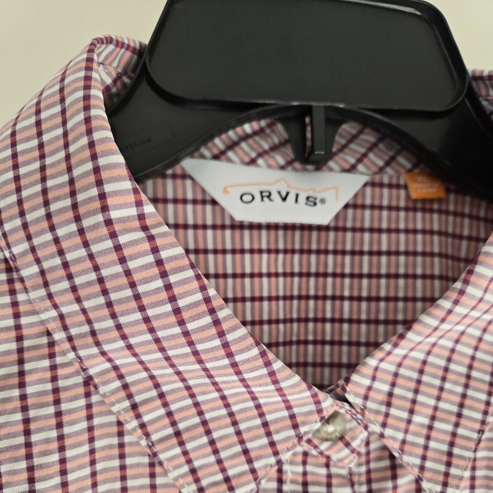 Orvis Womens Checkered Shirt  XL Wine/Pink New 30 UPC Lightweight.